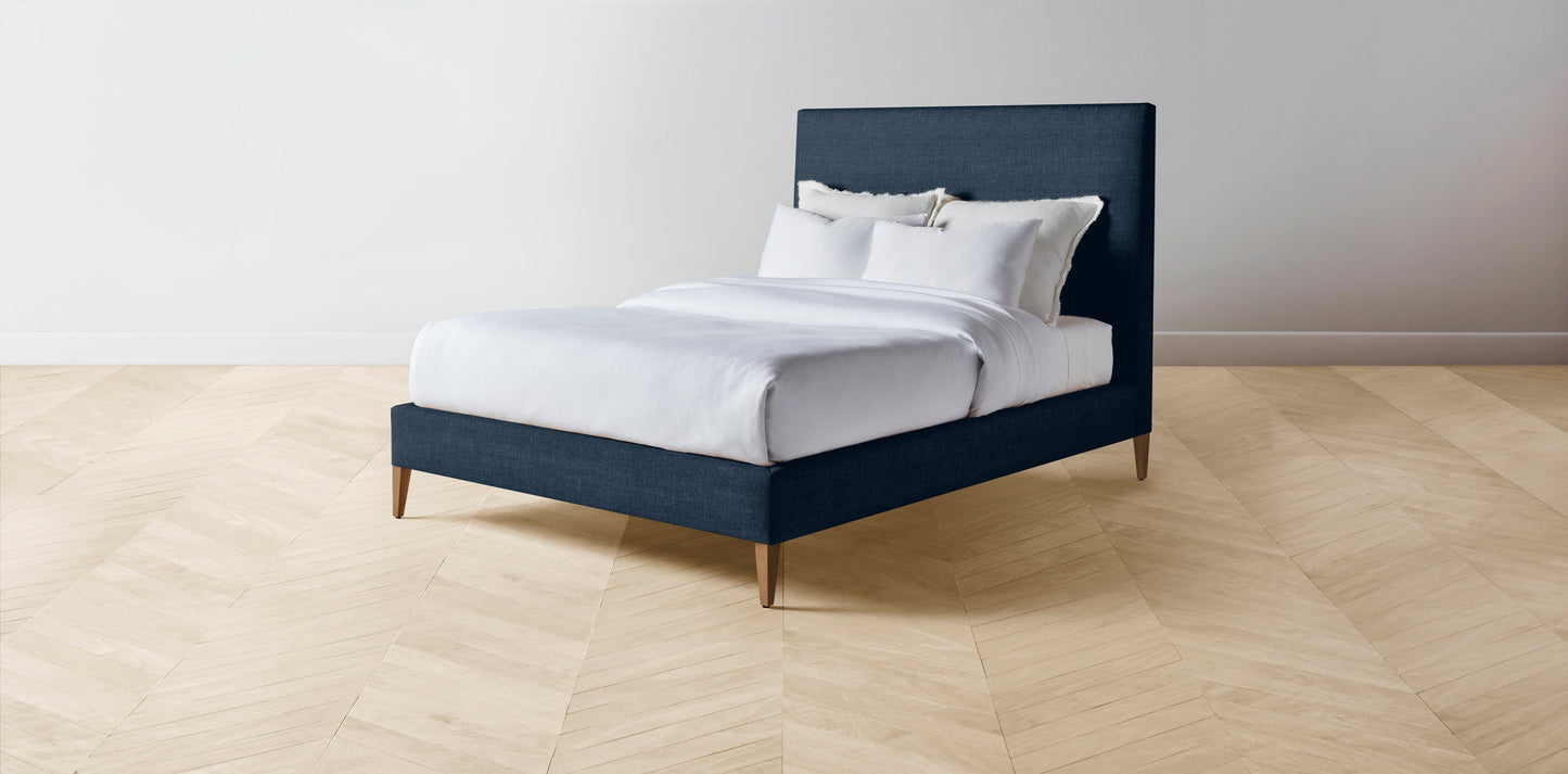 The Essex - Performance Textured Linen Seaside Bed - 50" Headboard - Muslin on reverse
