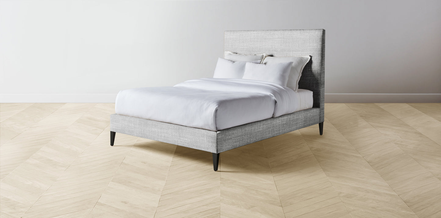 The Essex - Performance Textured Tweed Alpine Bed - 56" Headboard - Muslin on reverse