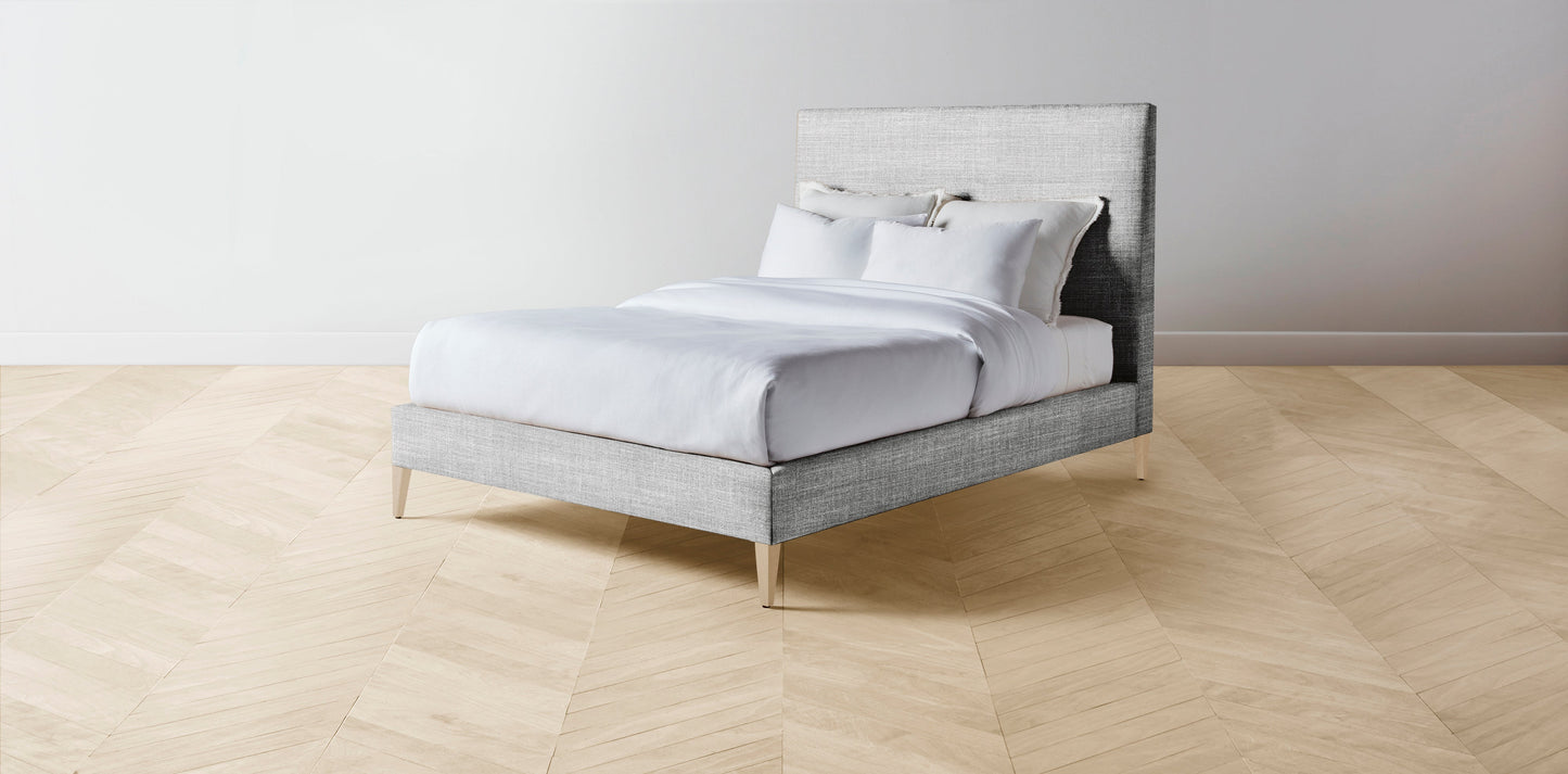 The Essex - Performance Textured Tweed Alpine Bed - 50" Headboard - Upholstered on reverse
