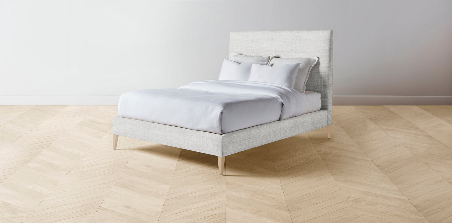 The Essex - Performance Textured Tweed Dove Bed - 60" Headboard - Upholstered on reverse
