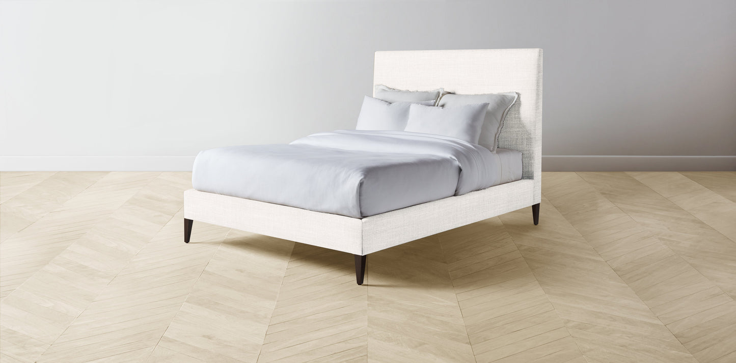 The Essex - Performance Textured Tweed Snow Bed - 56" Headboard - Upholstered on reverse