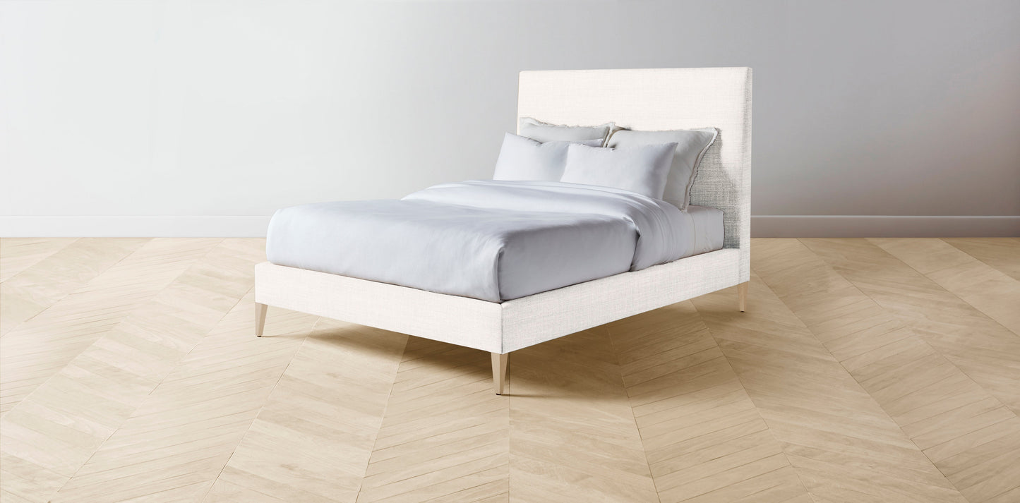 The Essex - Performance Textured Tweed Snow Bed - 60" Headboard - Upholstered on reverse
