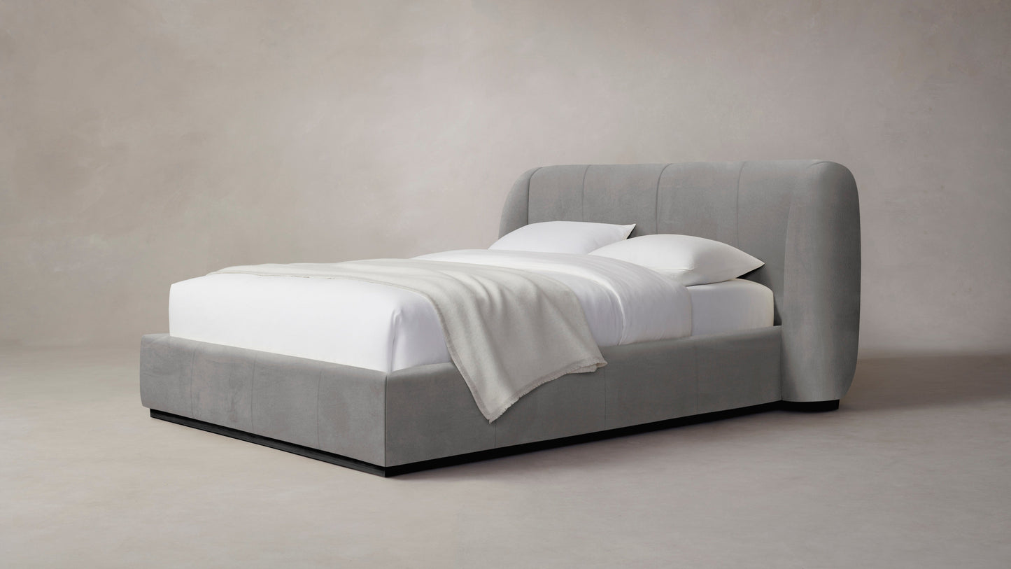 The Smith - Nubuck Leather Asphalt Bed - 42" Headboard