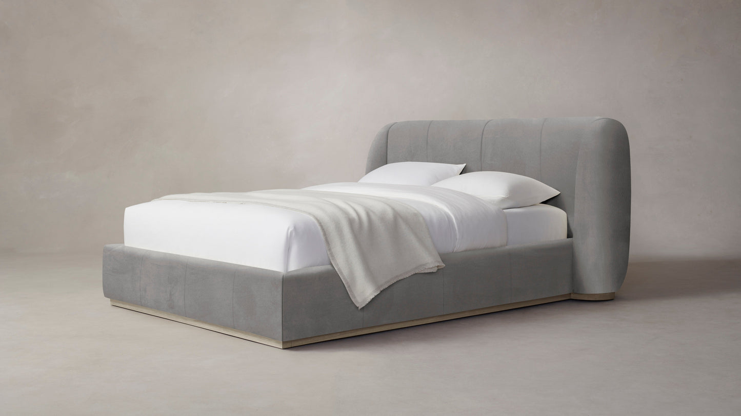 The Smith - Nubuck Leather Asphalt Bed - 42" Headboard