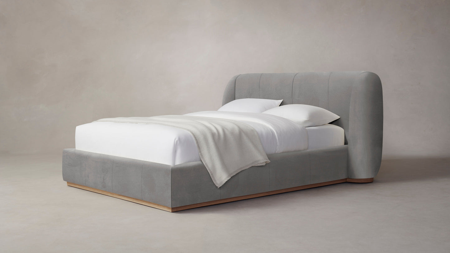 The Smith - Nubuck Leather Asphalt Bed - 42" Headboard