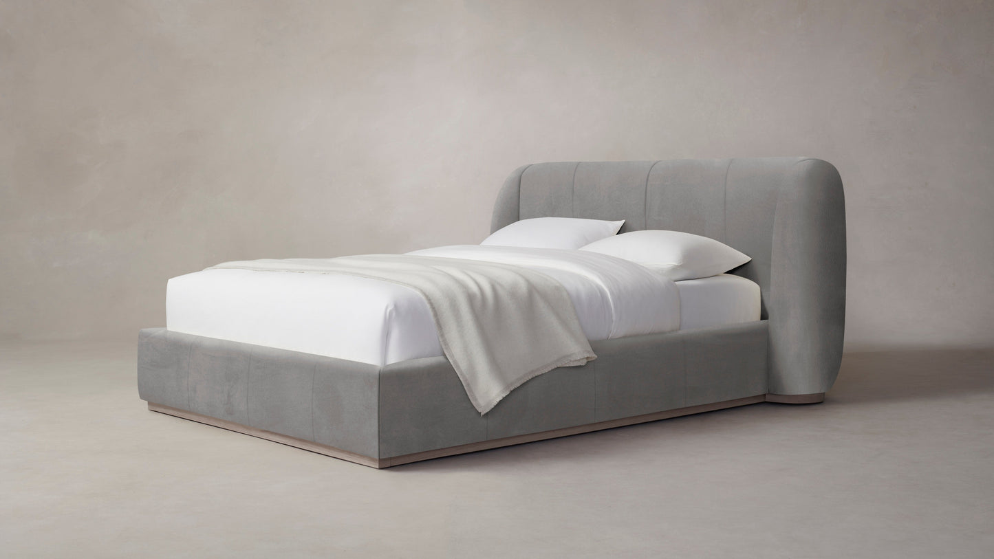 The Smith - Nubuck Leather Asphalt Bed - 42" Headboard