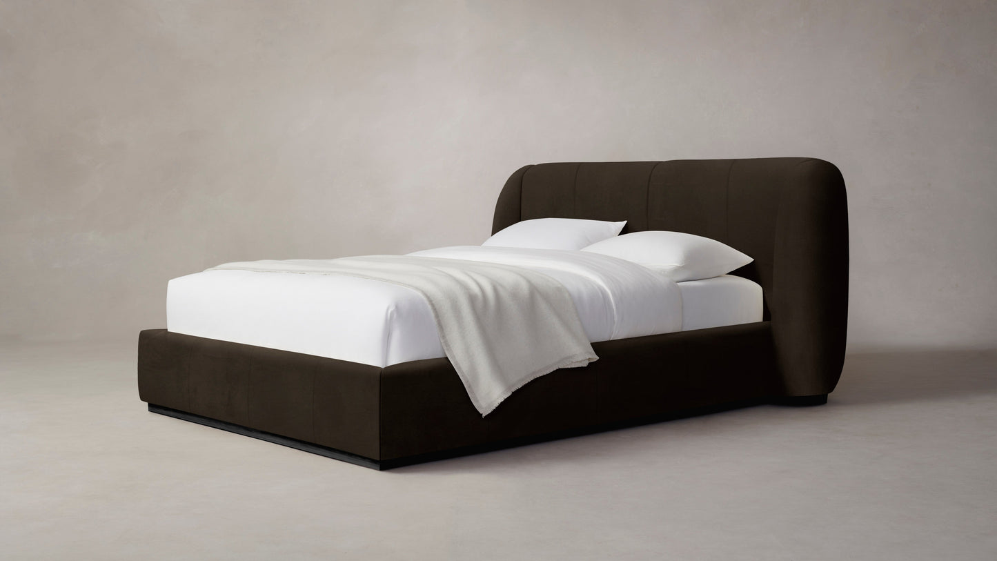 The Smith - Nubuck Leather Espresso Bed - 42" Headboard