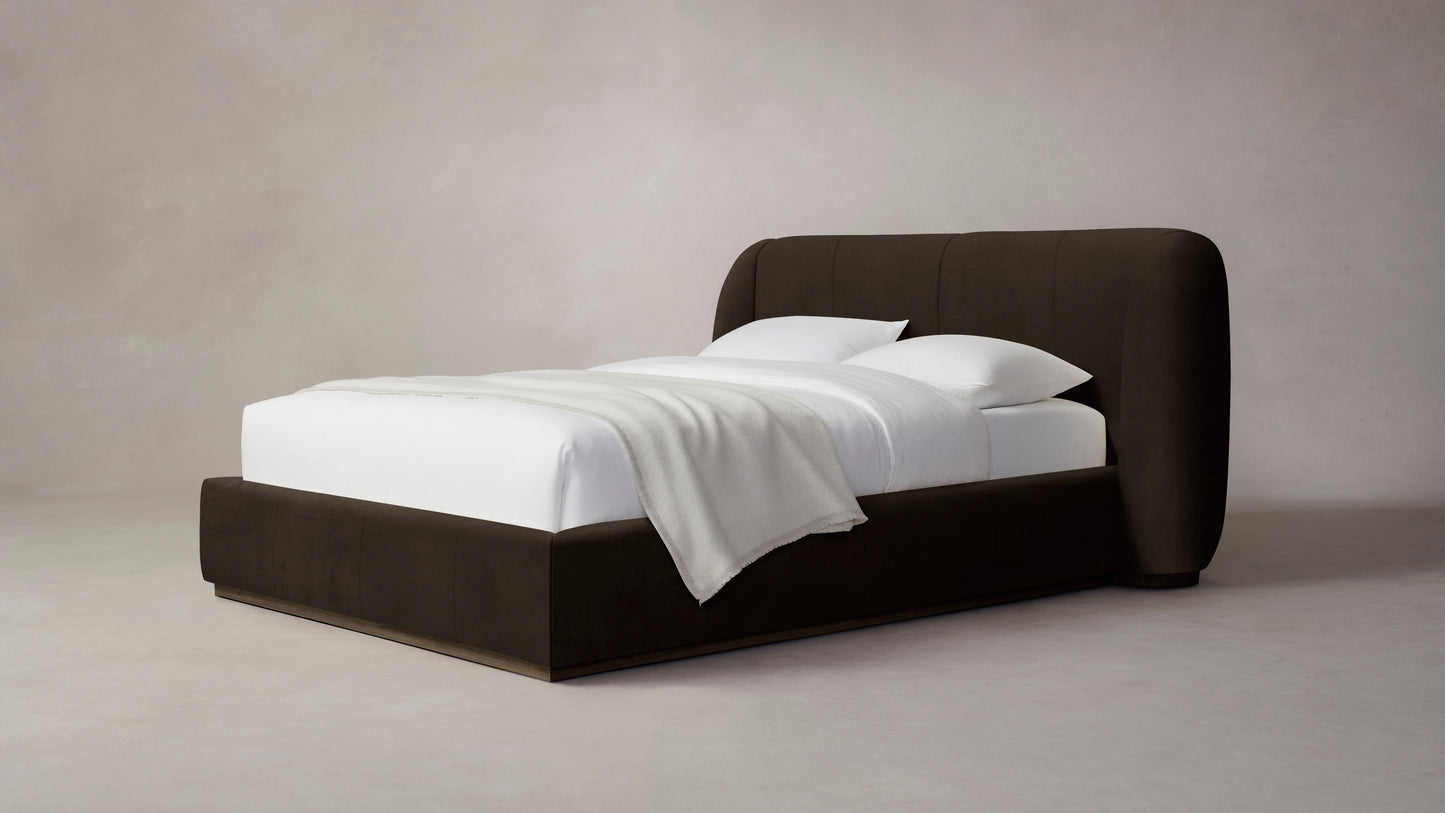 The Smith - Nubuck Leather Espresso Bed - 42" Headboard