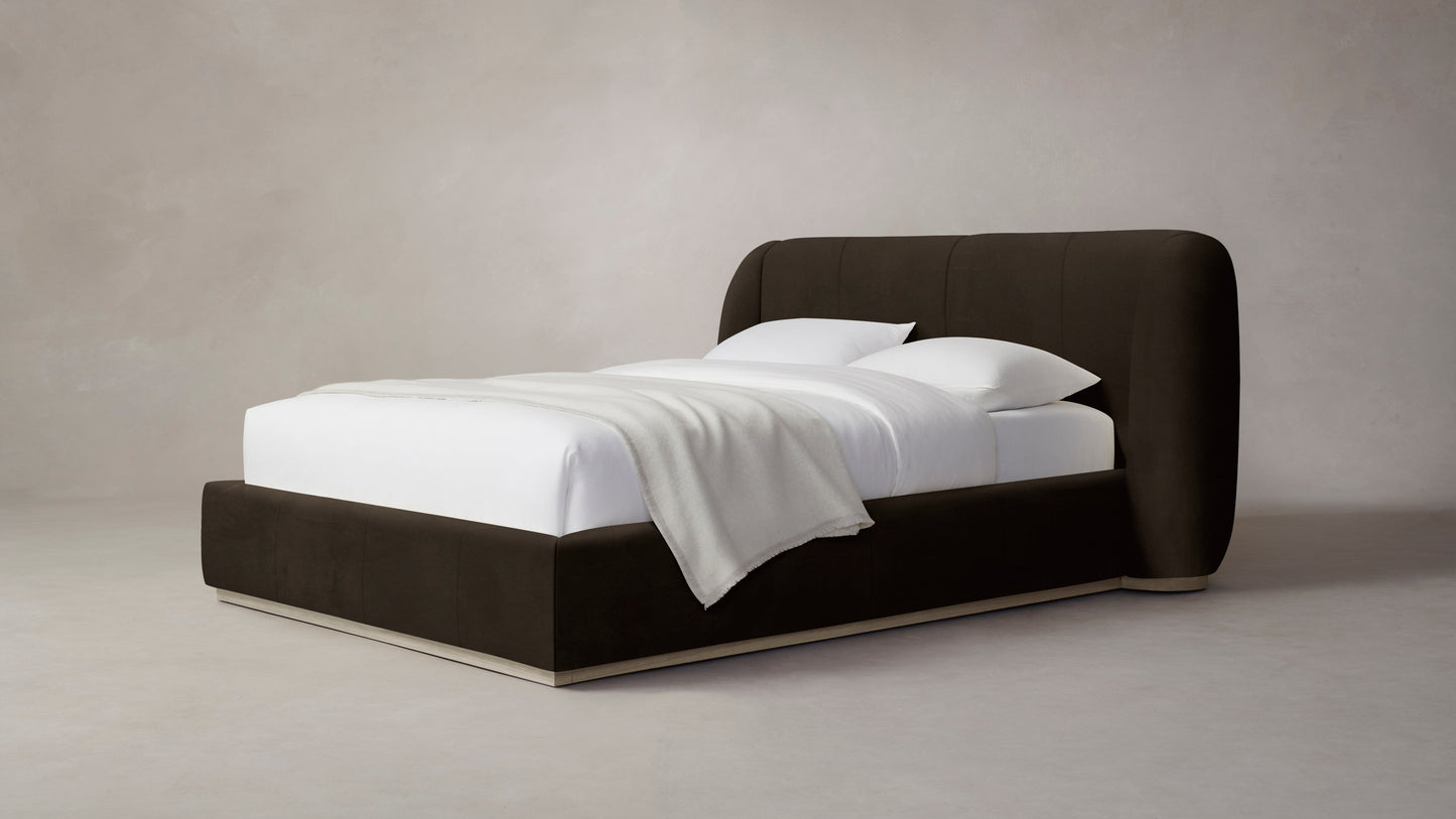 The Smith - Nubuck Leather Espresso Bed - 42" Headboard