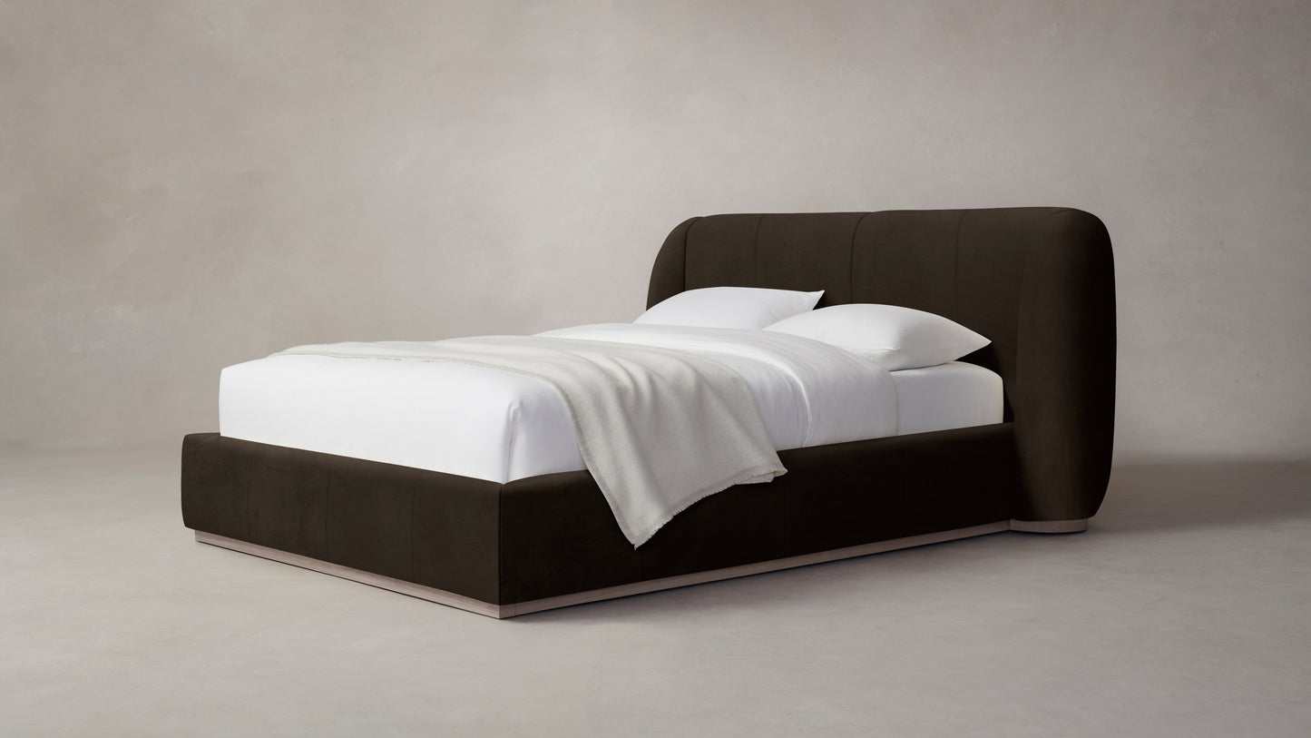 The Smith - Nubuck Leather Espresso Bed - 42" Headboard