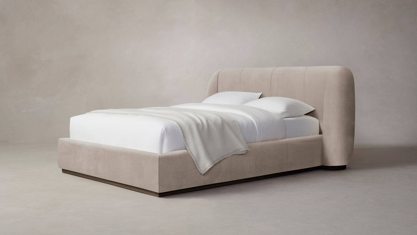 The Smith - Nubuck Leather Fawn Bed - 42" Headboard