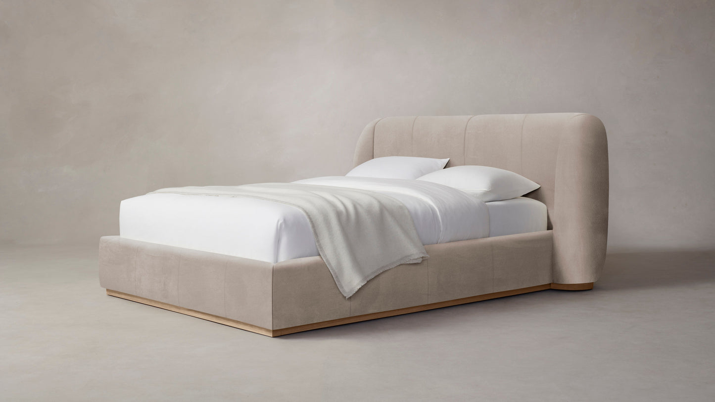 The Smith - Nubuck Leather Fawn Bed - 42" Headboard