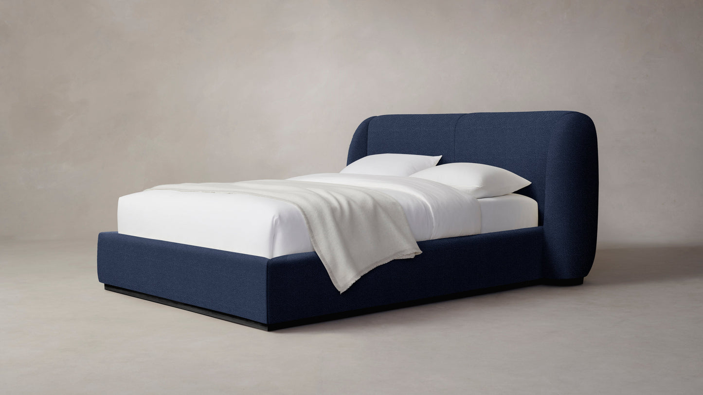 The Smith - Performance Chevron Indigo Bed - 42" Headboard