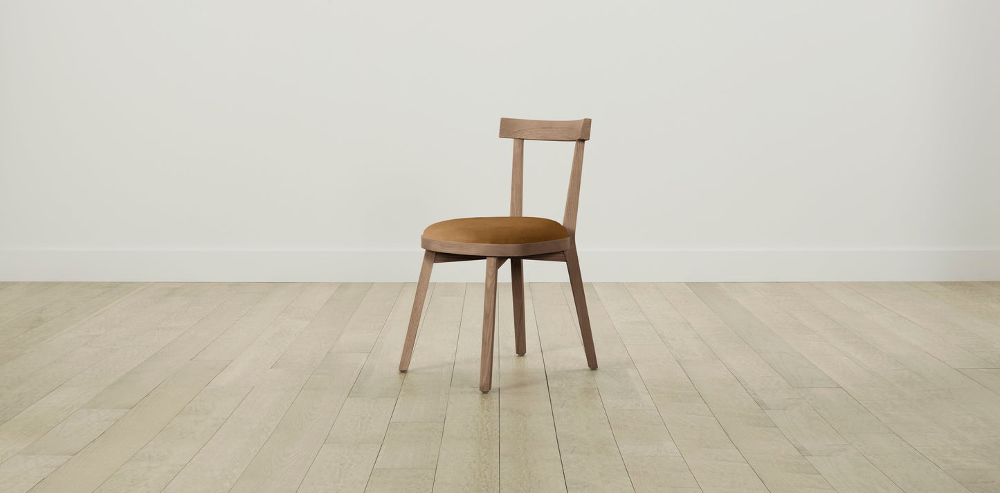 The Allen  - Nubuck Leather Saddle Dining Chair