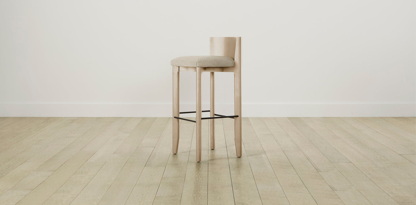 The Delancey with Brushed Nickel - Belgian Linen Alder Bar and Counter Stool