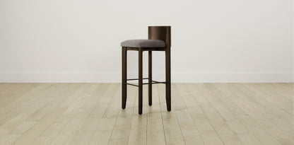 The Delancey with Brushed Brass - Belgian Linen Carob Bar and Counter Stool