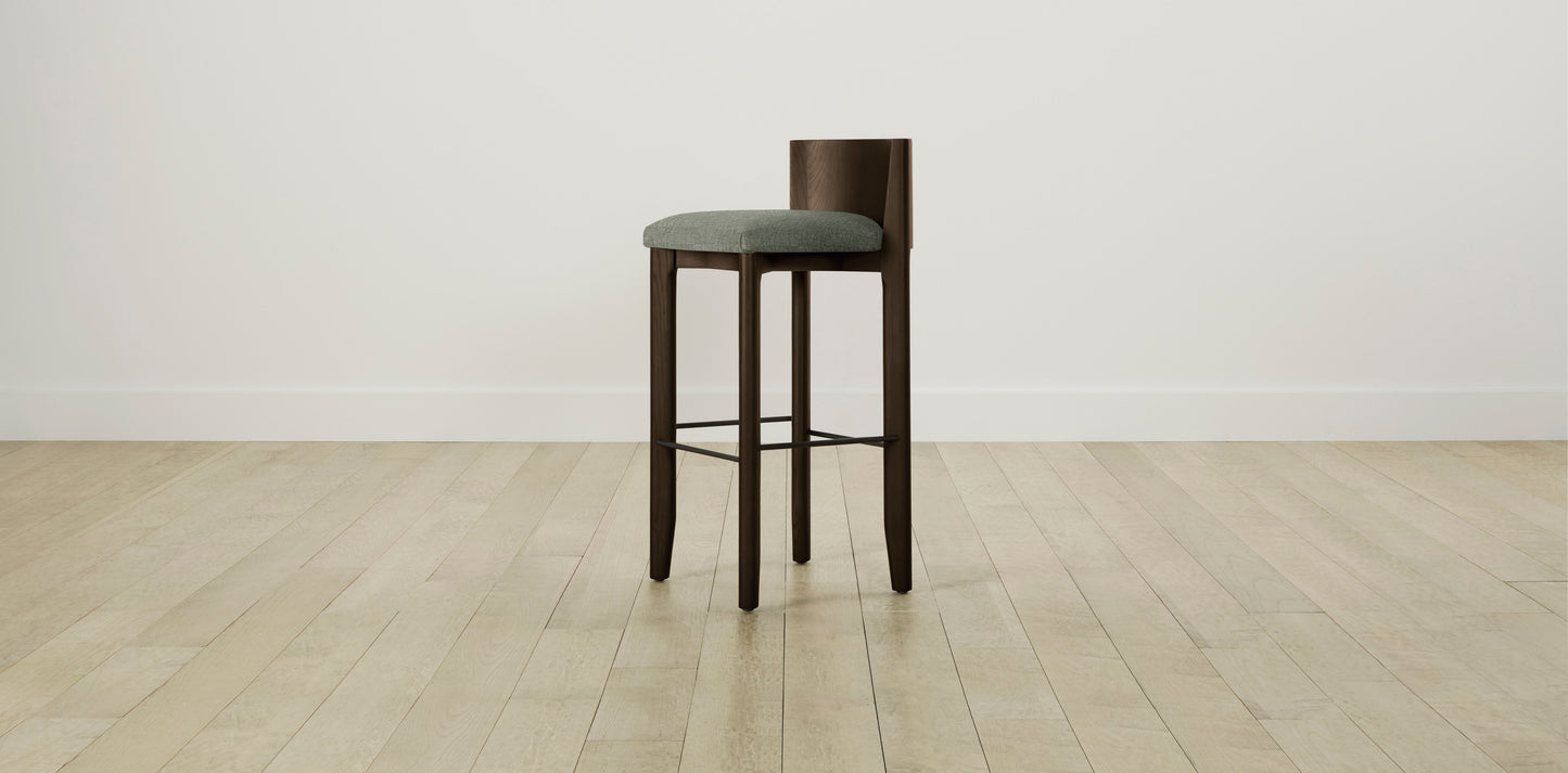 The Delancey with Brushed Nickel - Belgian Linen Thyme Bar and Counter Stool