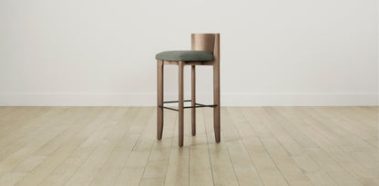 The Delancey with Brushed Brass - Belgian Linen Thyme Bar and Counter Stool