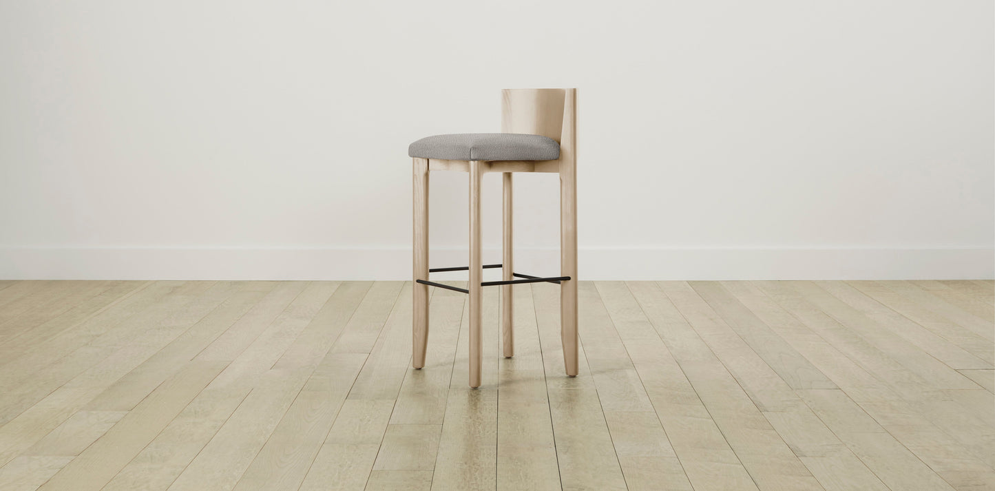 The Delancey with Brushed Brass - Italian Bouclé Fossil Bar and Counter Stool