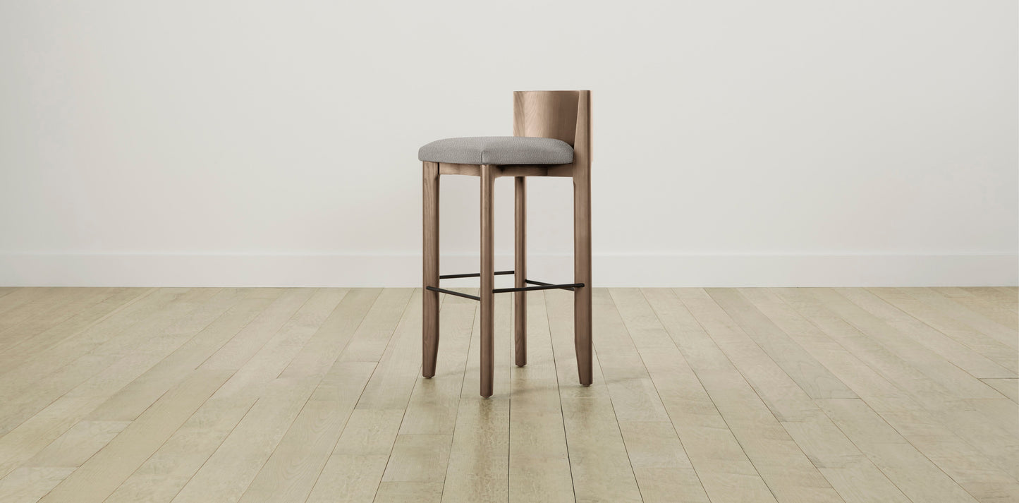 The Delancey with Brushed Brass - Italian Bouclé Fossil Bar and Counter Stool