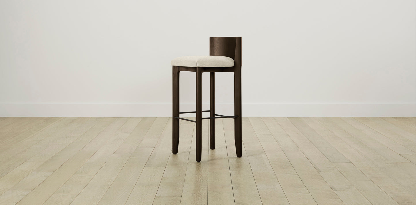 The Delancey with Brushed Brass - Italian Bouclé White Bar and Counter Stool