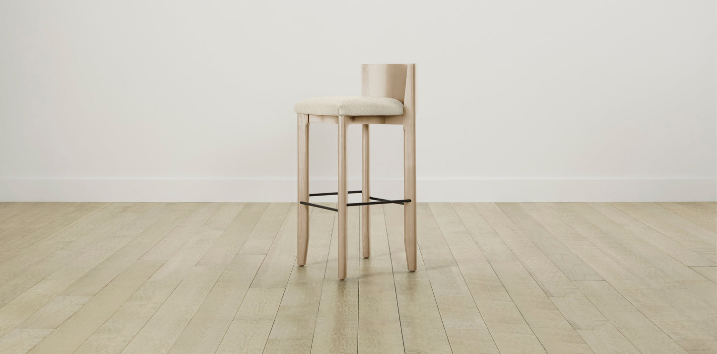 The Delancey with Onyx - Italian Bouclé White Bar and Counter Stool