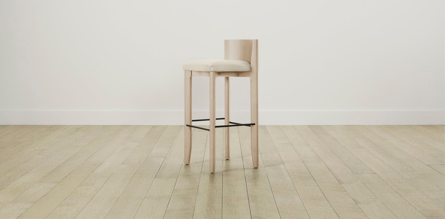 The Delancey with Brushed Nickel - Italian Bouclé White Bar and Counter Stool