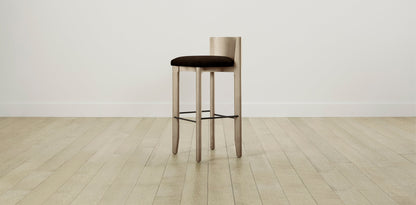 The Delancey with Brushed Brass - Mohair Chocolate Bar and Counter Stool