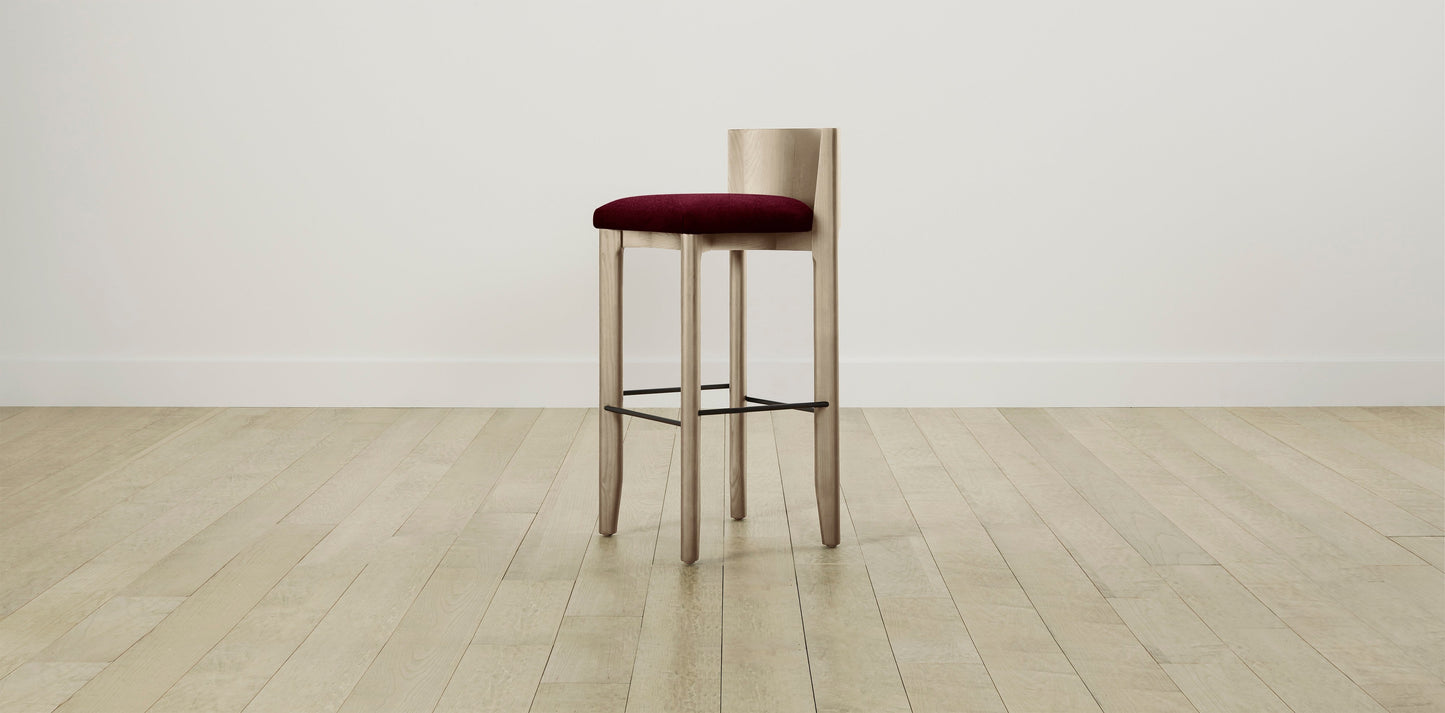 The Delancey with Brushed Nickel - Mohair Crimson Bar and Counter Stool