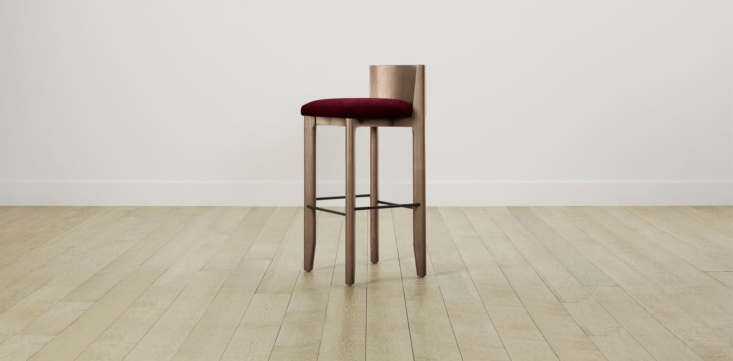 The Delancey with Brushed Nickel - Mohair Crimson Bar and Counter Stool