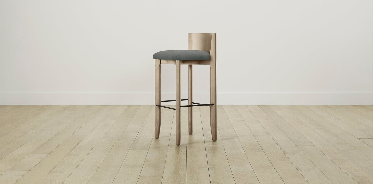 The Delancey with Brushed Nickel - Mohair Fog Bar and Counter Stool