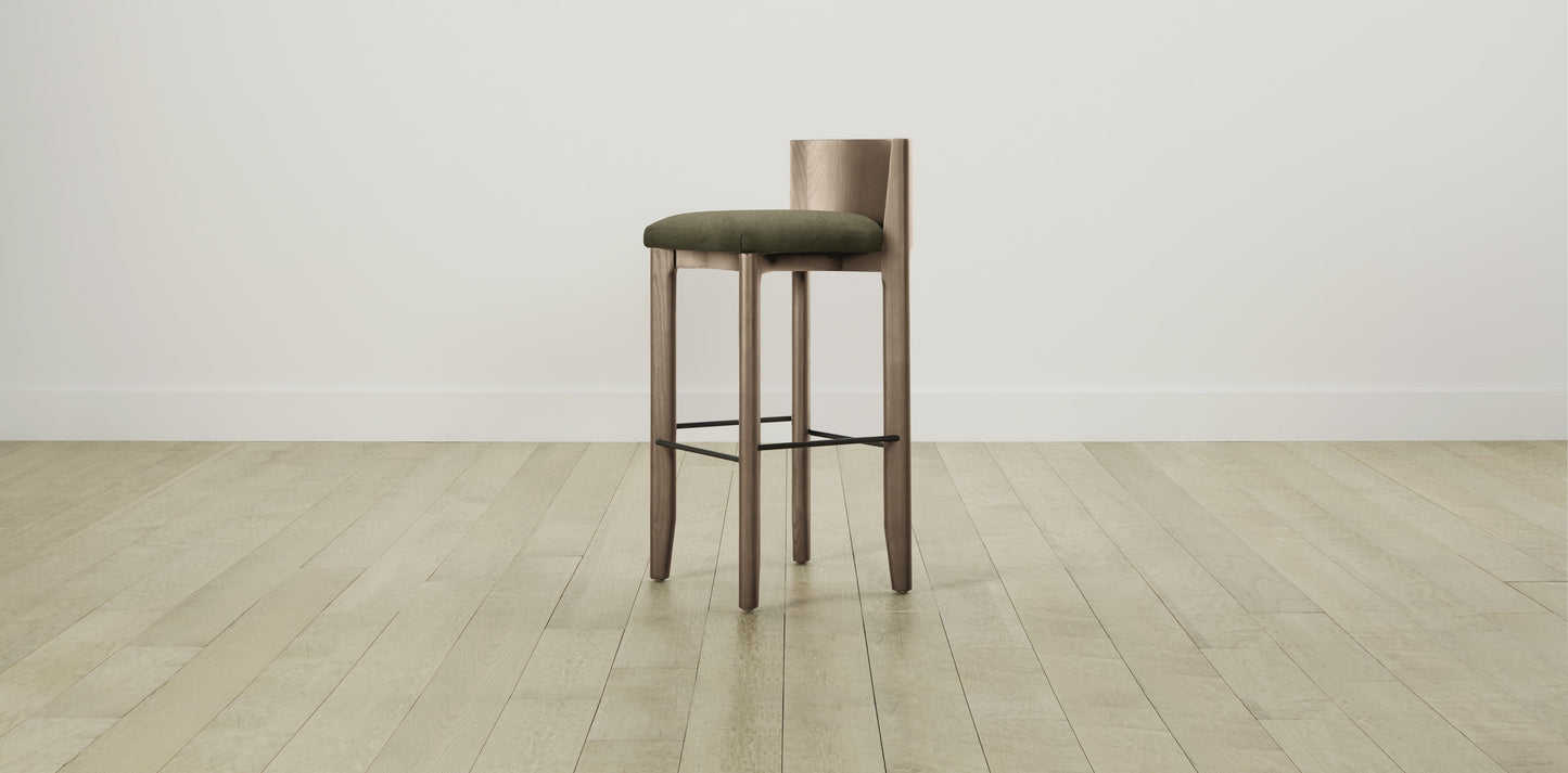 The Delancey with Brushed Nickel - Mohair Moss Bar and Counter Stool