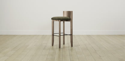 The Delancey with Brushed Brass - Mohair Moss Bar and Counter Stool