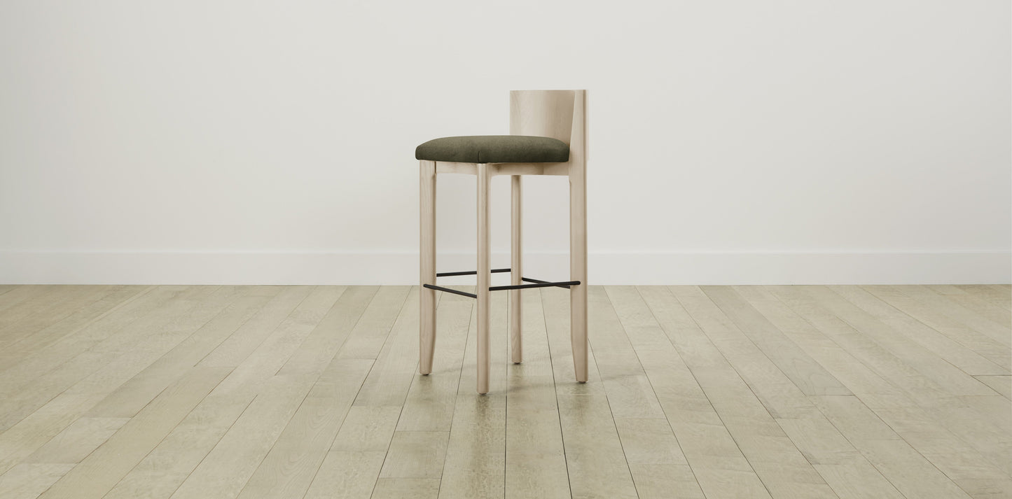 The Delancey with Brushed Brass - Mohair Moss Bar and Counter Stool