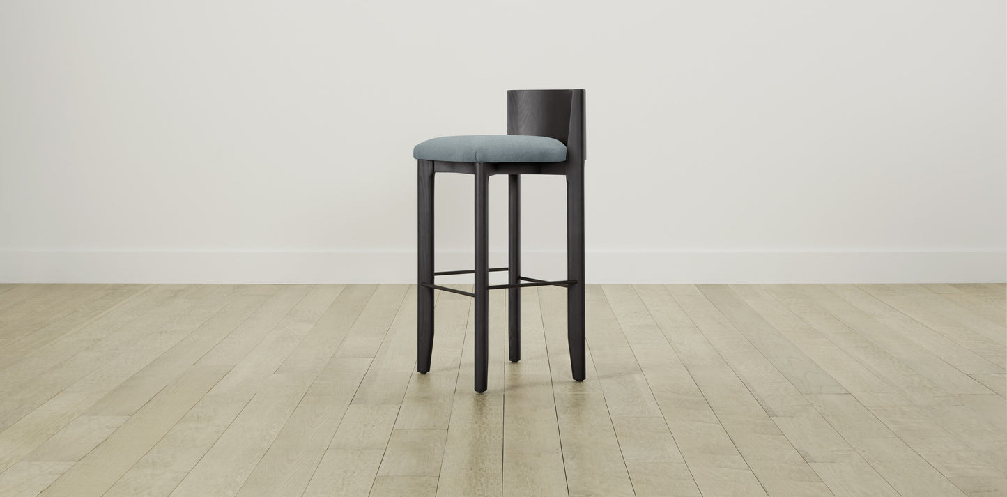 The Delancey with Onyx - Mohair Slate Blue Bar and Counter Stool