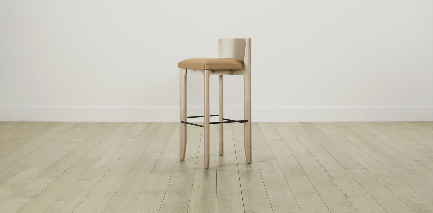 The Delancey with Brushed Nickel - Pebbled Leather Latte Bar and Counter Stool