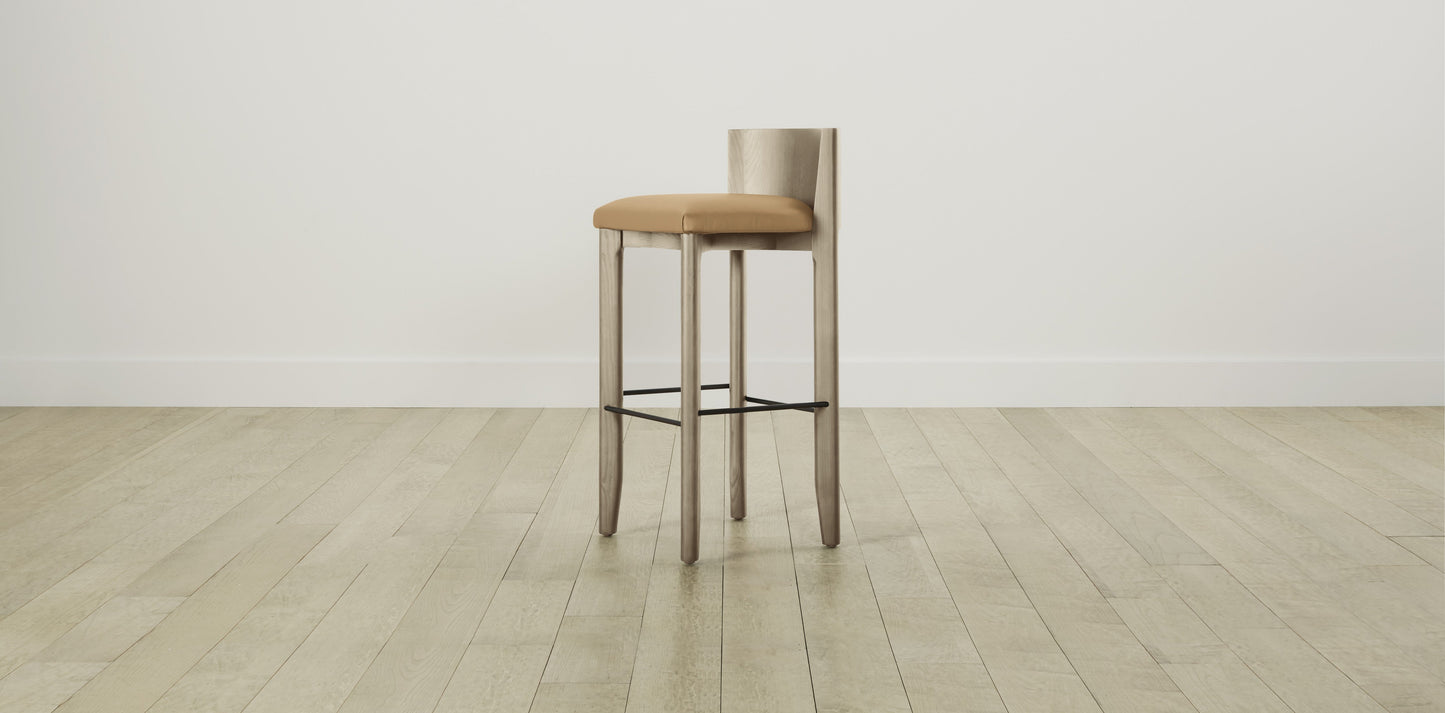 The Delancey with Brushed Nickel - Pebbled Leather Latte Bar and Counter Stool