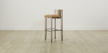 The Delancey with Brushed Brass - Pebbled Leather Latte Bar and Counter Stool