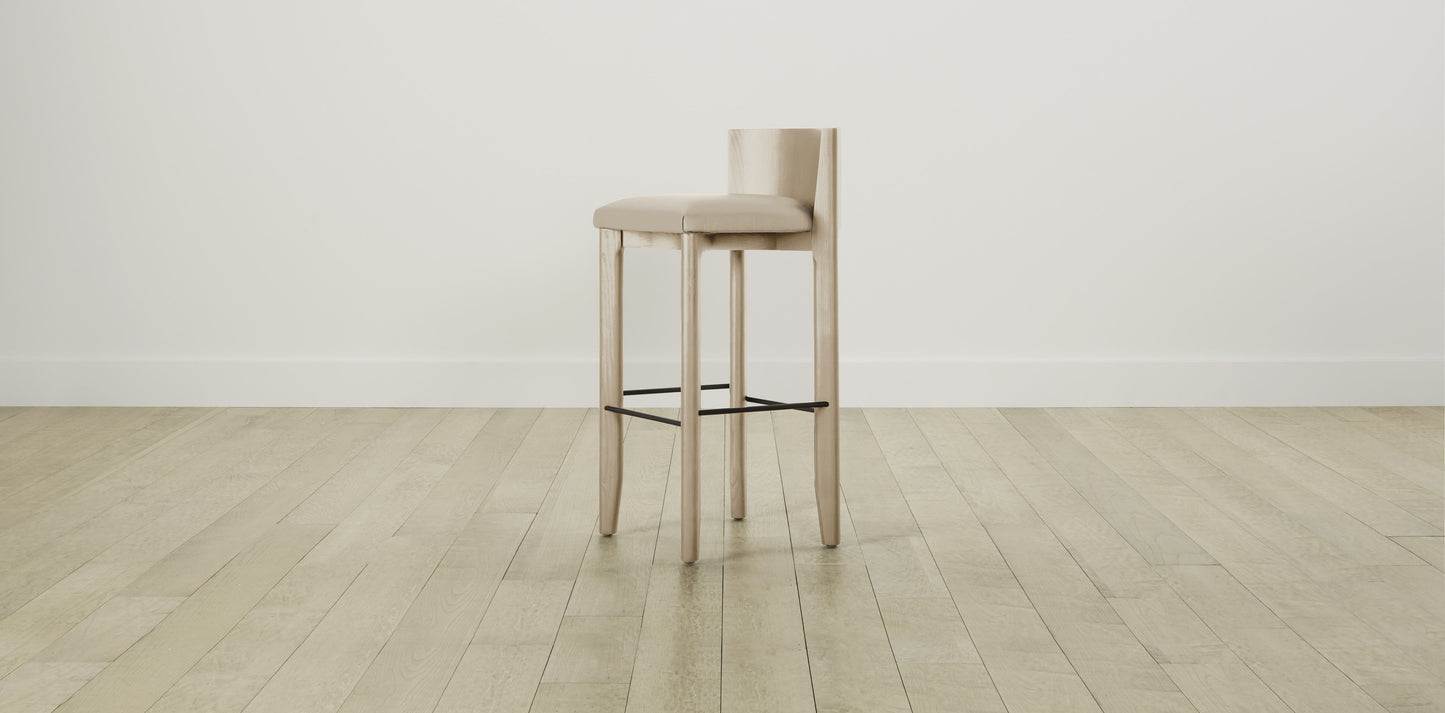 The Delancey with Brushed Nickel - Pebbled Leather Stone Bar and Counter Stool