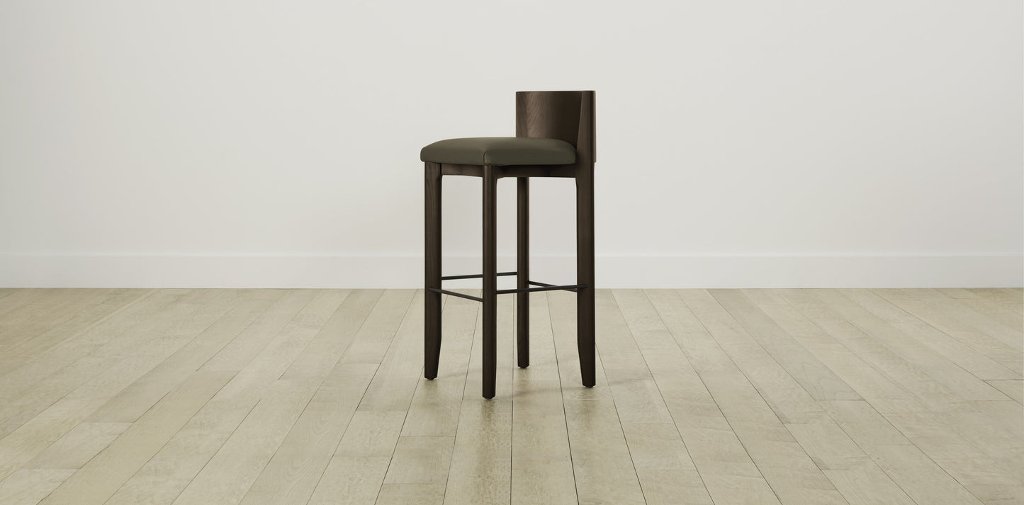 The Delancey with Brushed Nickel - Pebbled Leather Truffle Bar and Counter Stool