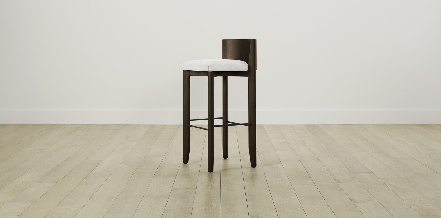 The Delancey with Brushed Nickel - Performance Chenille Alabaster Bar and Counter Stool