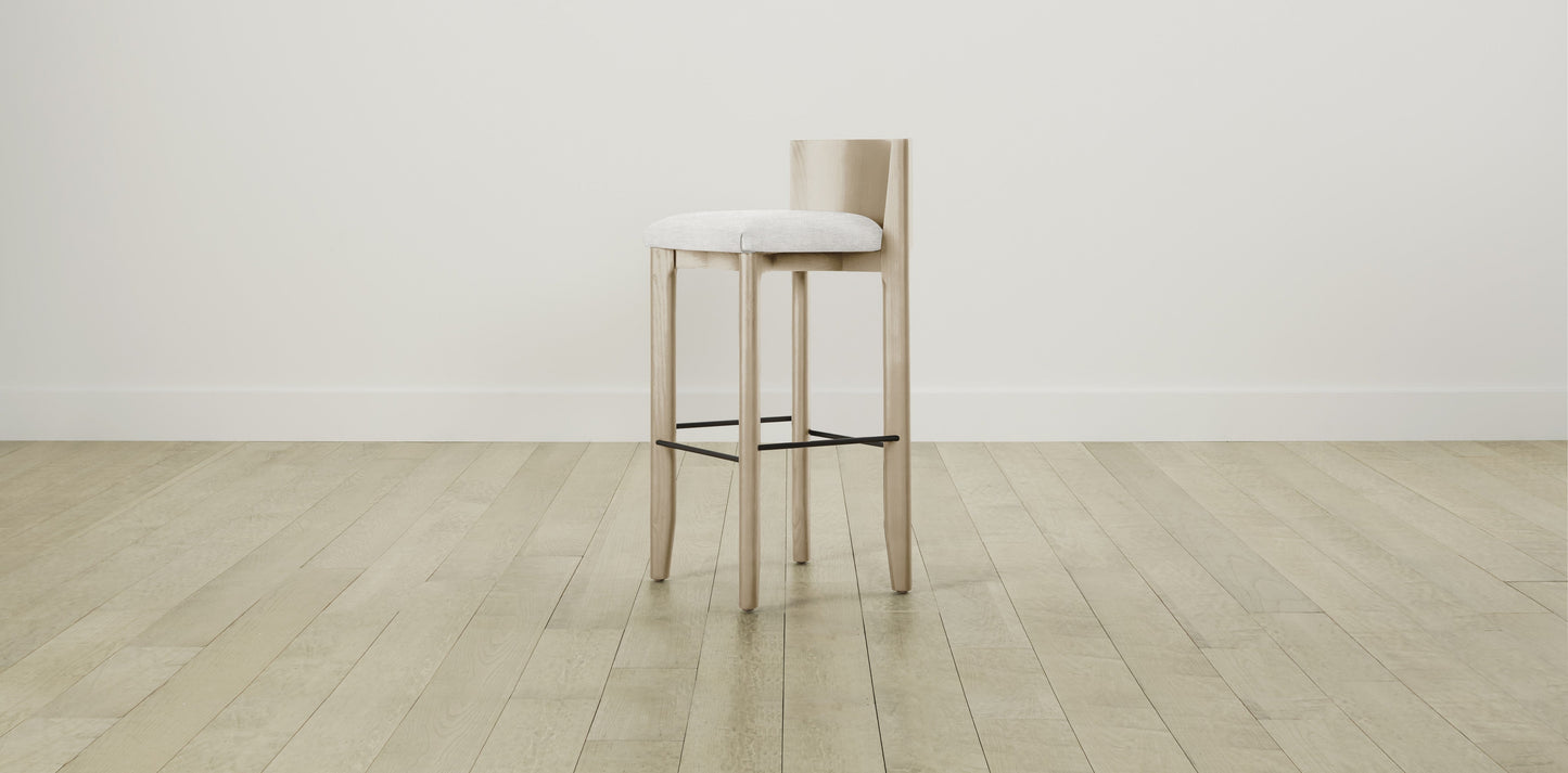 The Delancey with Brushed Nickel - Performance Chenille Alabaster Bar and Counter Stool