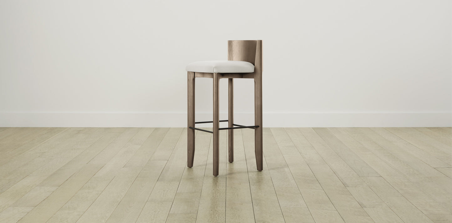 The Delancey with Brushed Nickel - Performance Linen Oyster Bar and Counter Stool