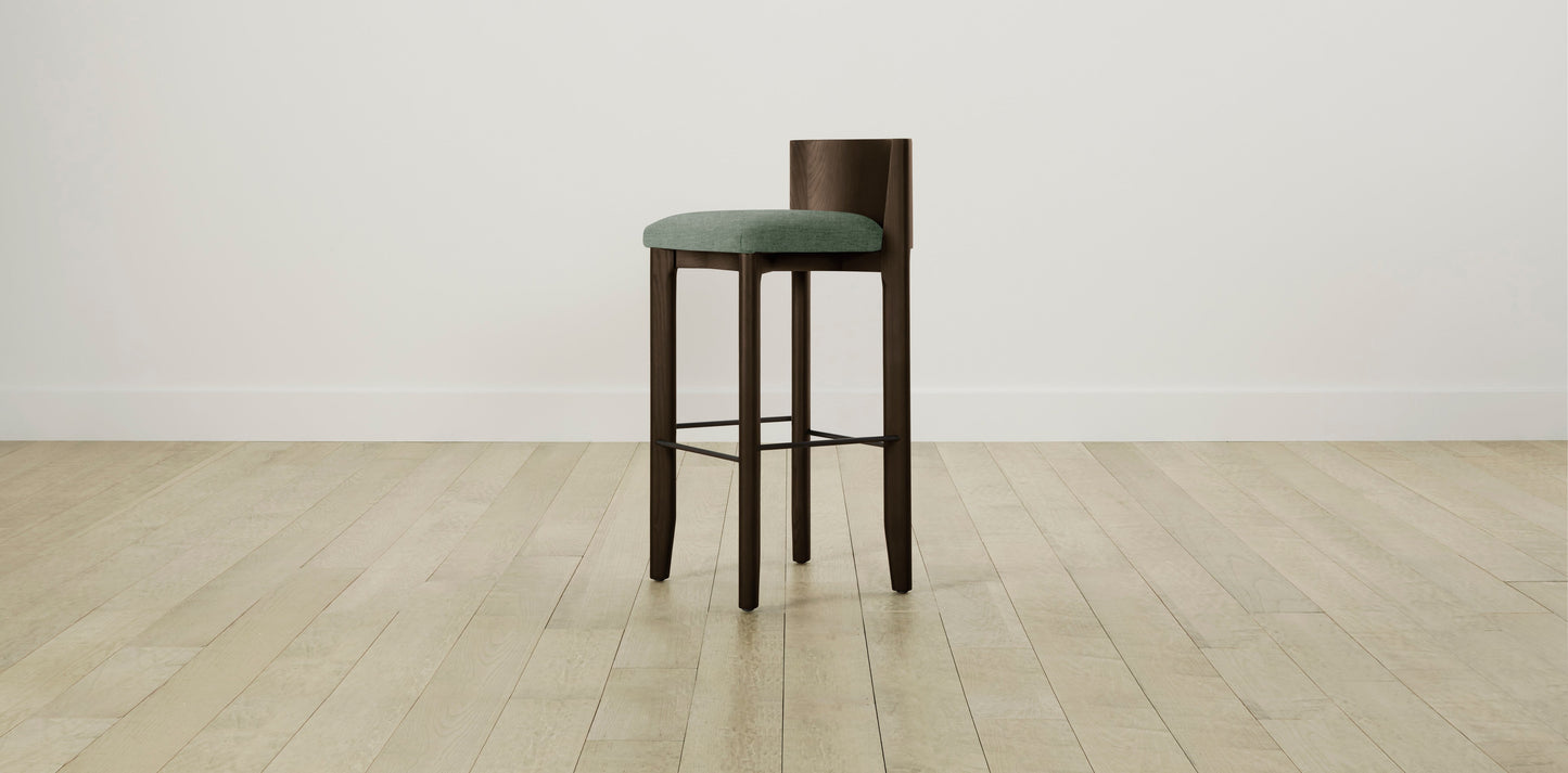 The Delancey with Brushed Nickel - Performance Stonewashed Linen Aspen Bar and Counter Stool