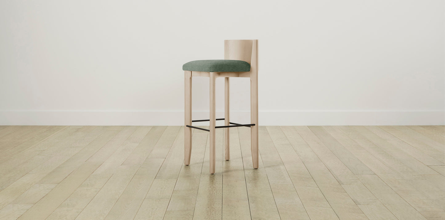 The Delancey with Brushed Nickel - Performance Stonewashed Linen Aspen Bar and Counter Stool