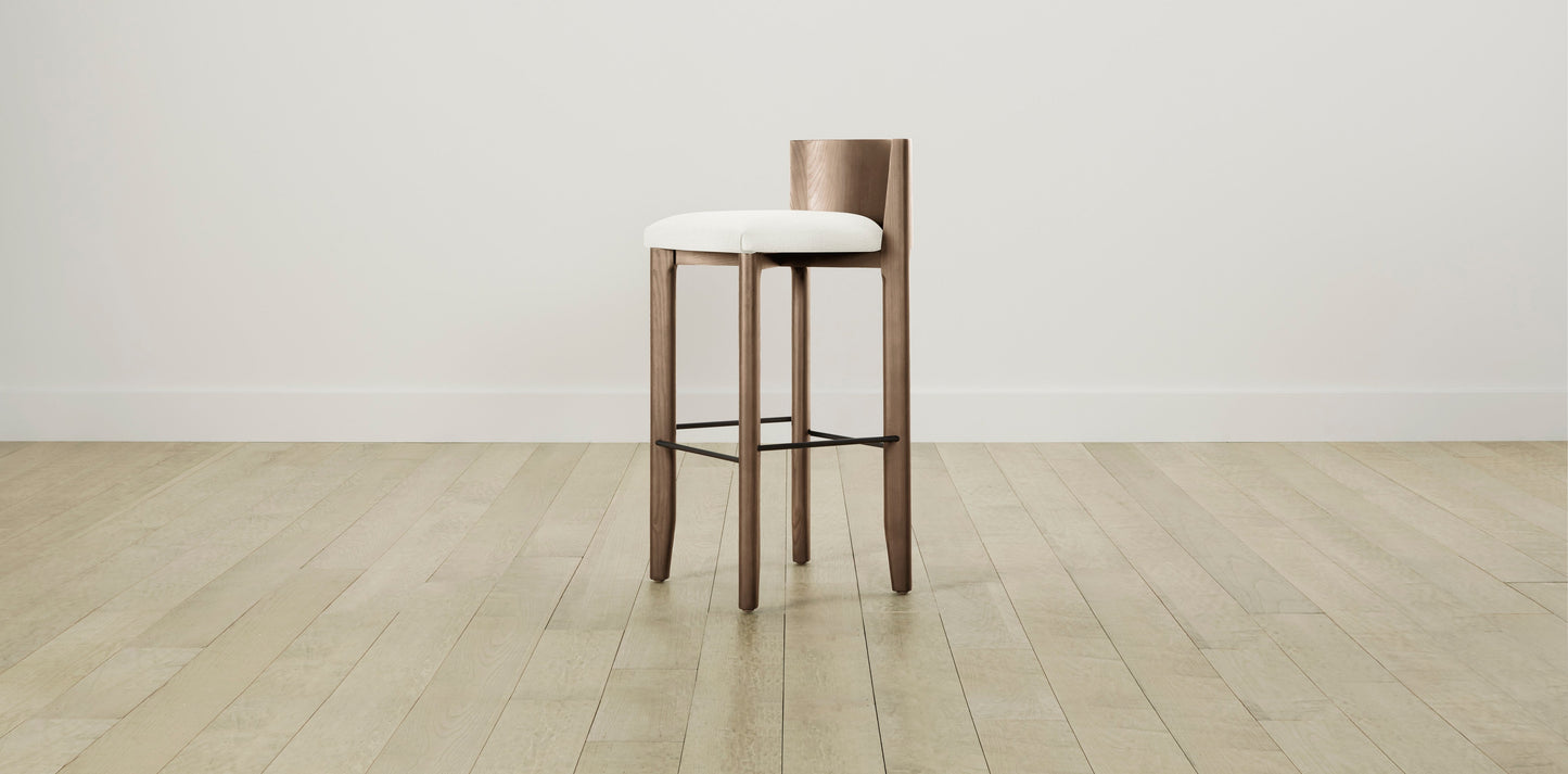 The Delancey with Brushed Nickel - Performance Textured Linen Pearl Bar and Counter Stool