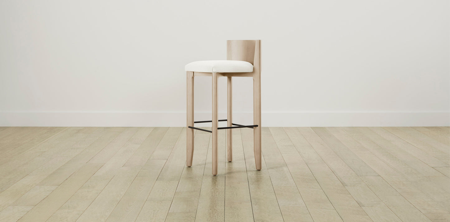 The Delancey with Brushed Nickel - Performance Textured Linen Pearl Bar and Counter Stool