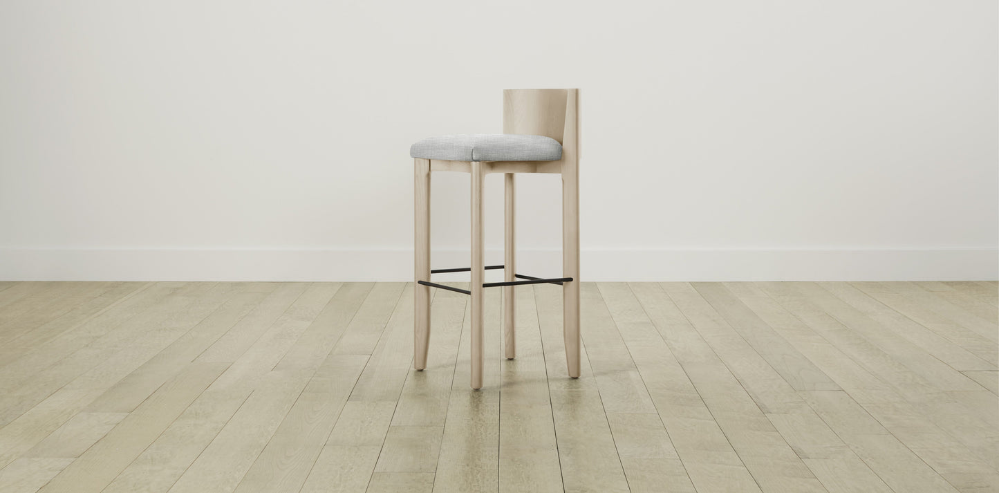 The Delancey with Brushed Brass - Performance Textured Tweed Dove Bar and Counter Stool