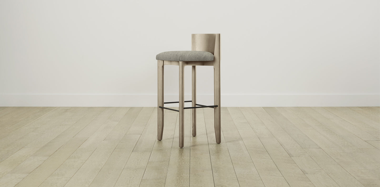 The Delancey with Brushed Nickel - Performance Tweed Oatmeal Bar and Counter Stool