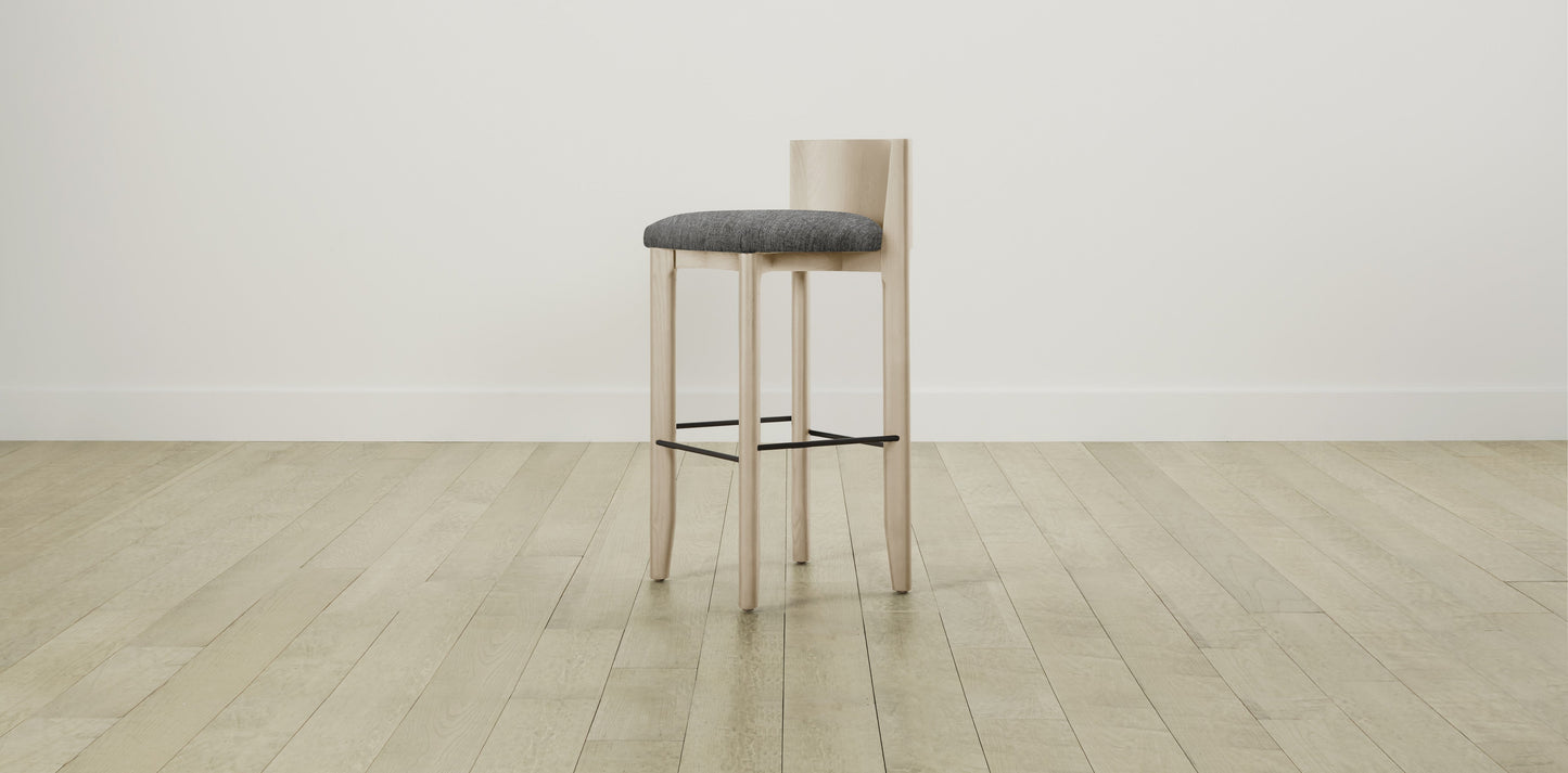 The Delancey with Brushed Nickel - Performance Tweed Smoke Bar and Counter Stool